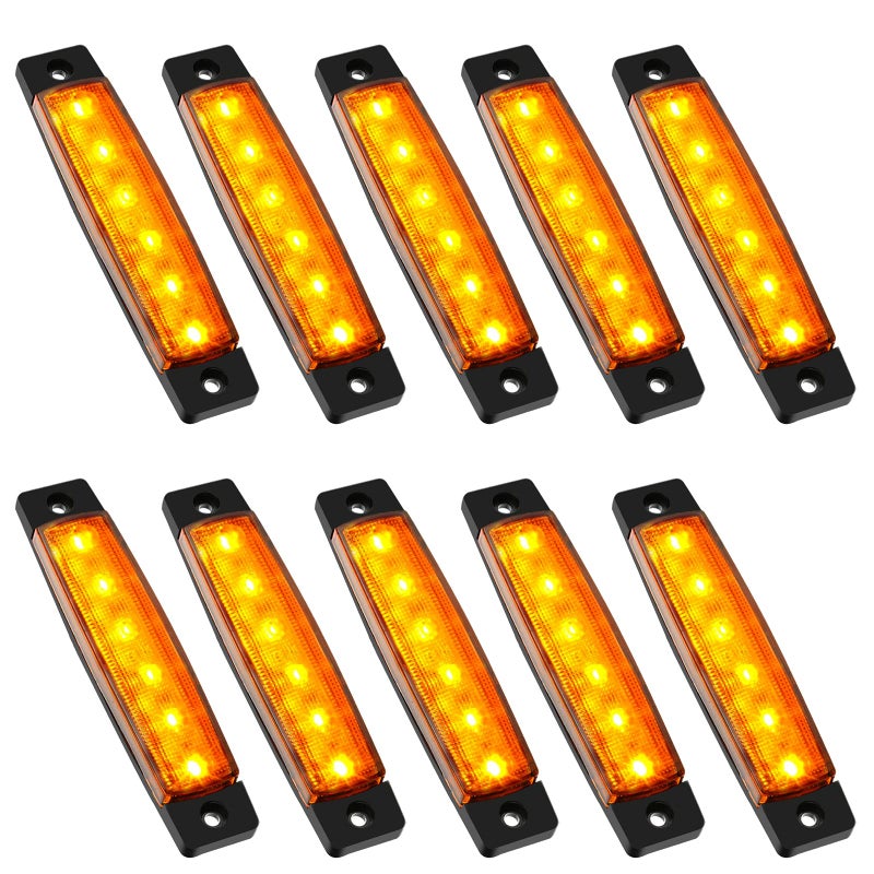 PSEQT 10 Pcs LED Rock Strip Lights Car Underglow Wheel Fender Well Lighting Kits Waterproof for Golf Cart Wrangler Offroad Truck RV UTV ATV Snowmobile (Amber Yellow) - Image 1